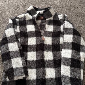 Plaid Sherpa Quarter-Zip Pullover